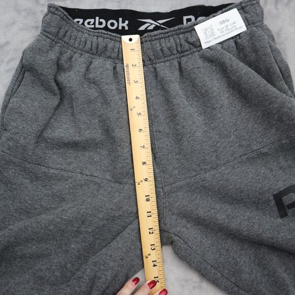 Reebok Shorts Mens M Gray Fleece Adjustable Waist Active Pull On Sweat Bottoms - Picture 4 of 14